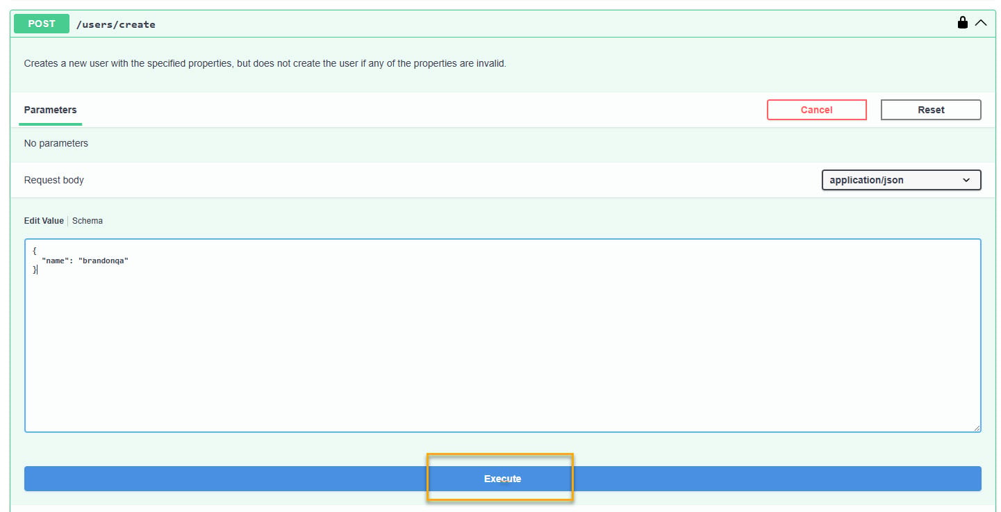 API users create