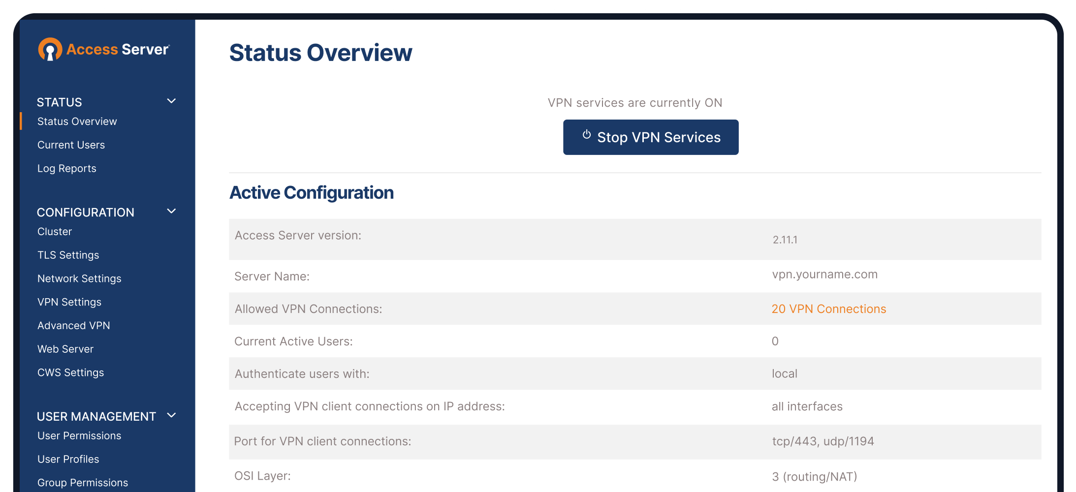 accessserver ui