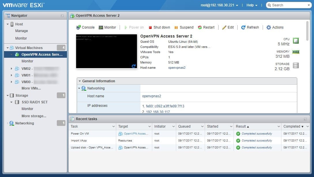 look up the vm and open console