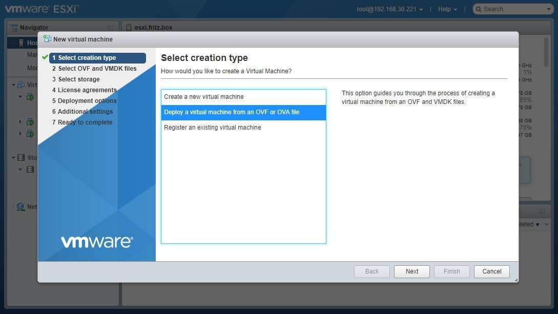 select deploy ova ovf file