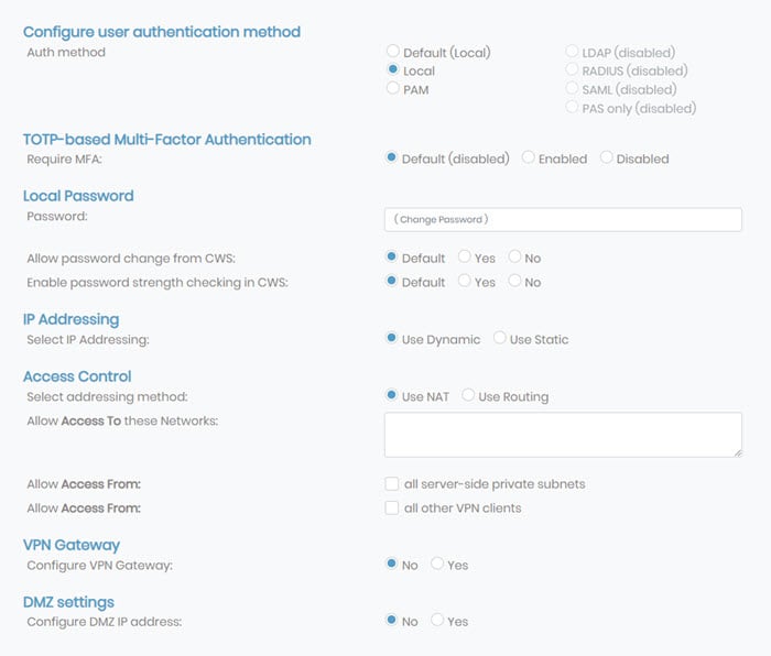 user permissions more settings