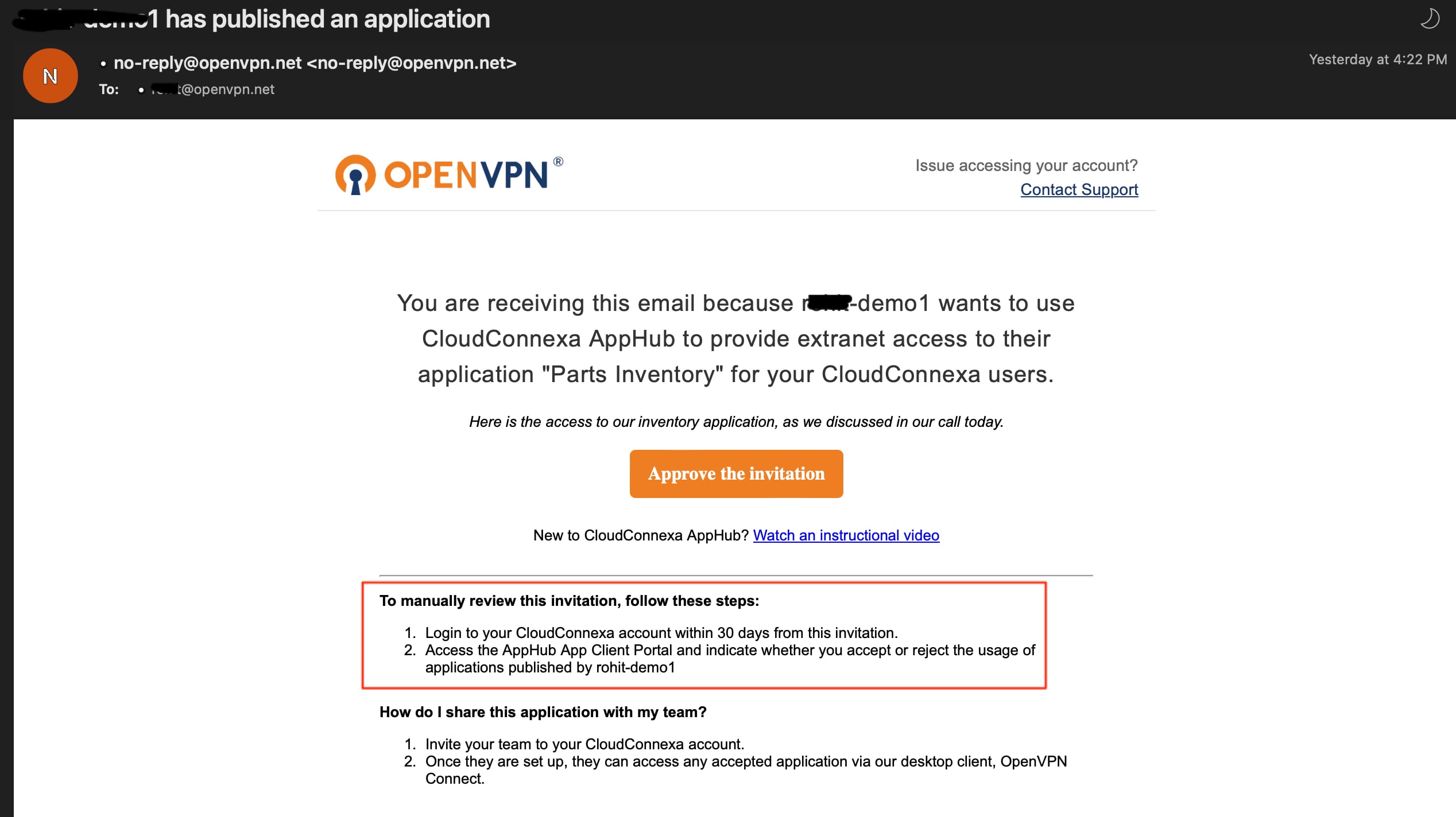 apphub owner invitaiton