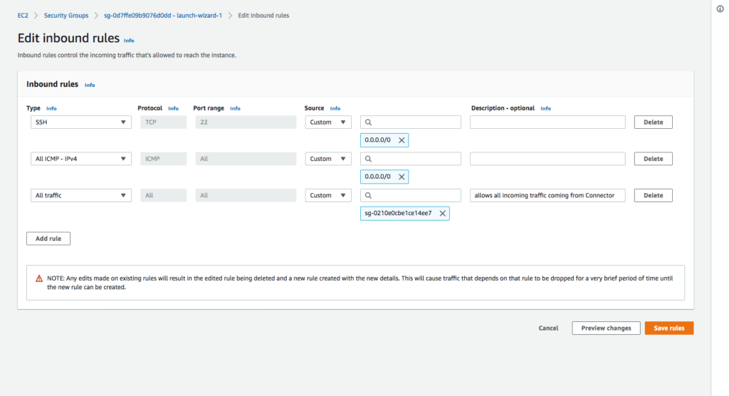 Modify existing Security Groups