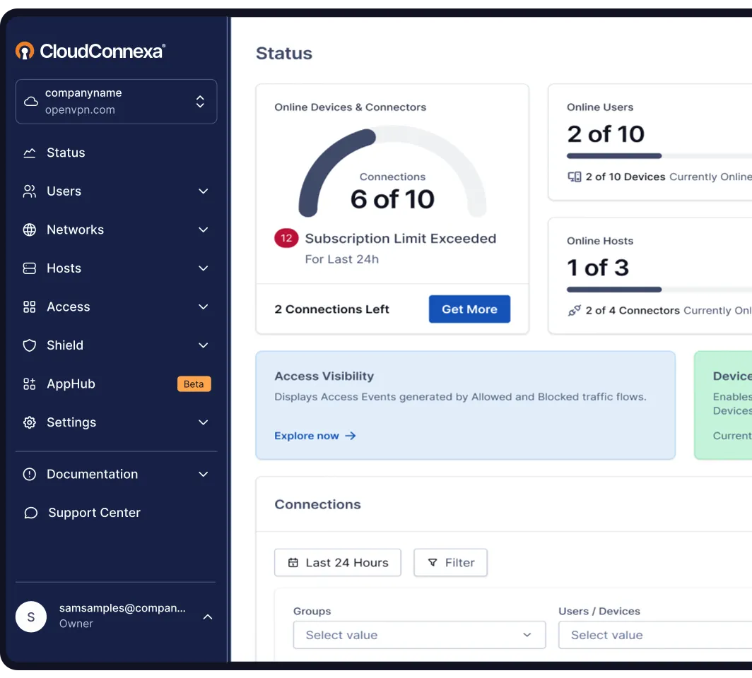 cloud connexa user interface