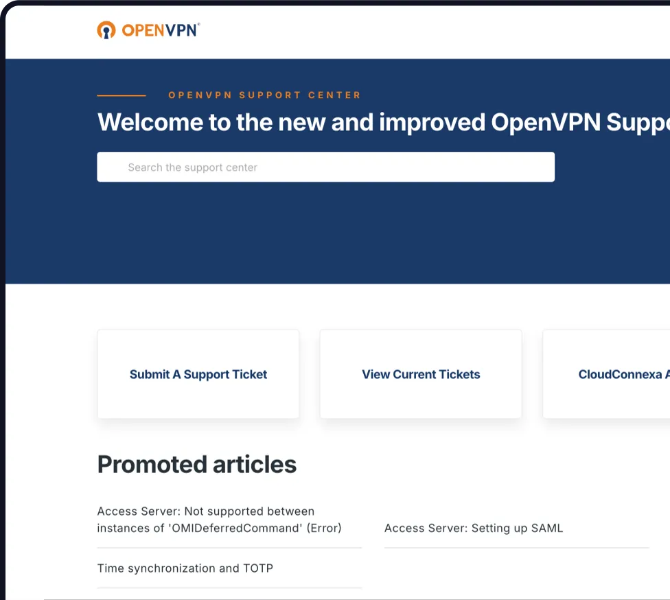 Call-to-action banner promoting OpenVPN's benefits with a focus on enhanced security and simplified management.