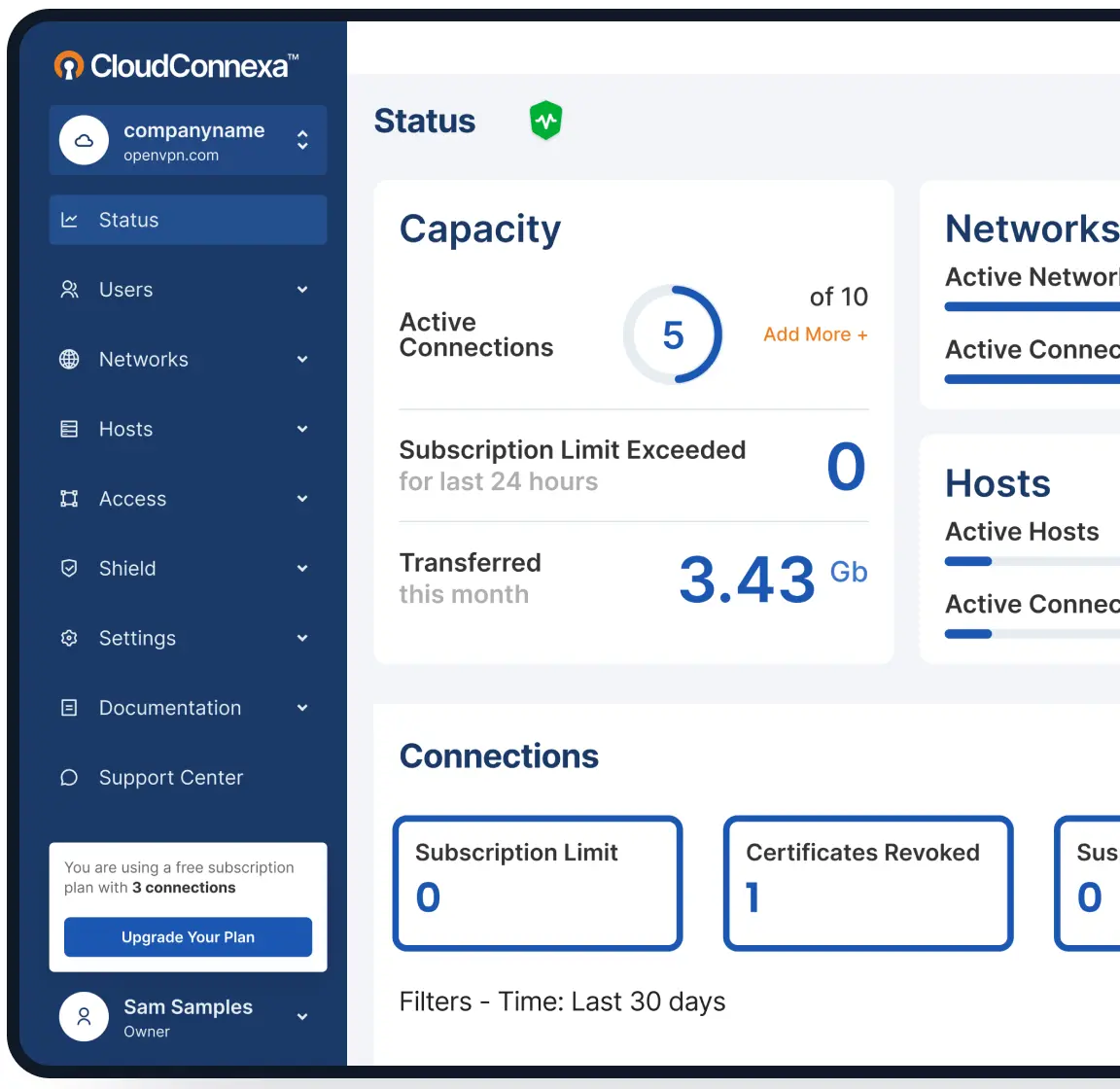 CloudConnexa Status Screenshot