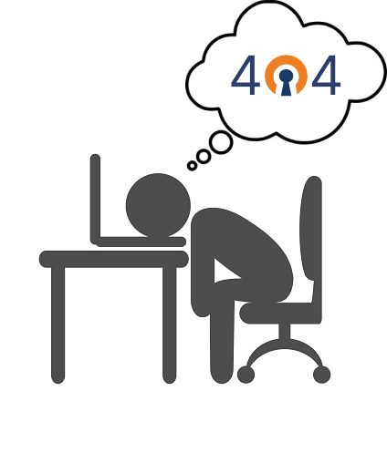 Guy sitting at desk, laying head on Computer Terminal thinking about 404 errors