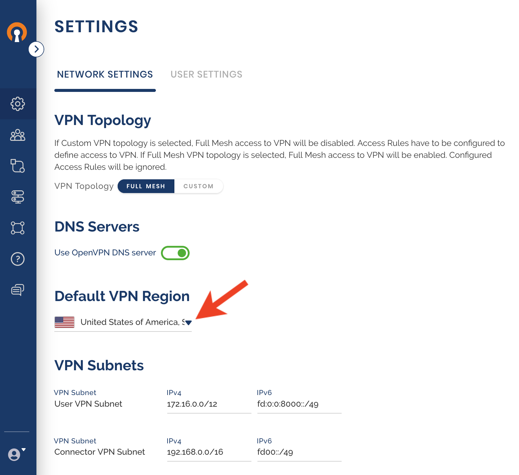 Changing Default VPN Region | OpenVPN