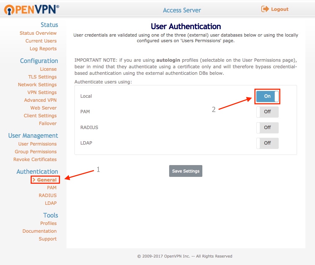 openvpn password only authentication services
