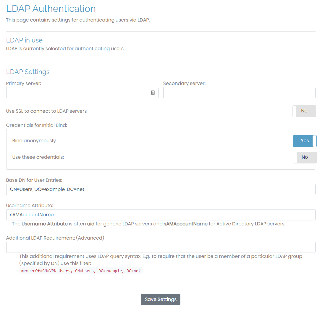 LDAP | Access Server Admin Guide | OpenVPN