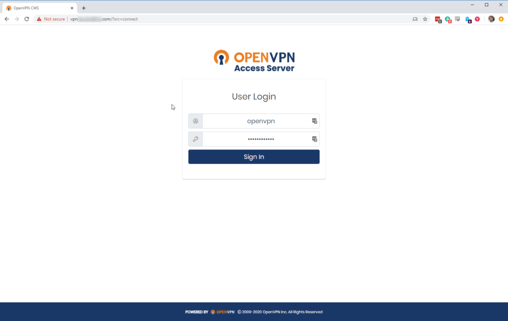 OpenVPN Access Server client web interface