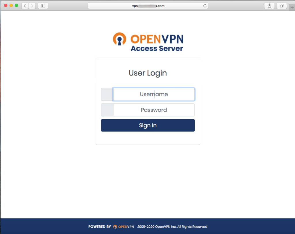 Navigate to the OpenVPN Access Server client web interface