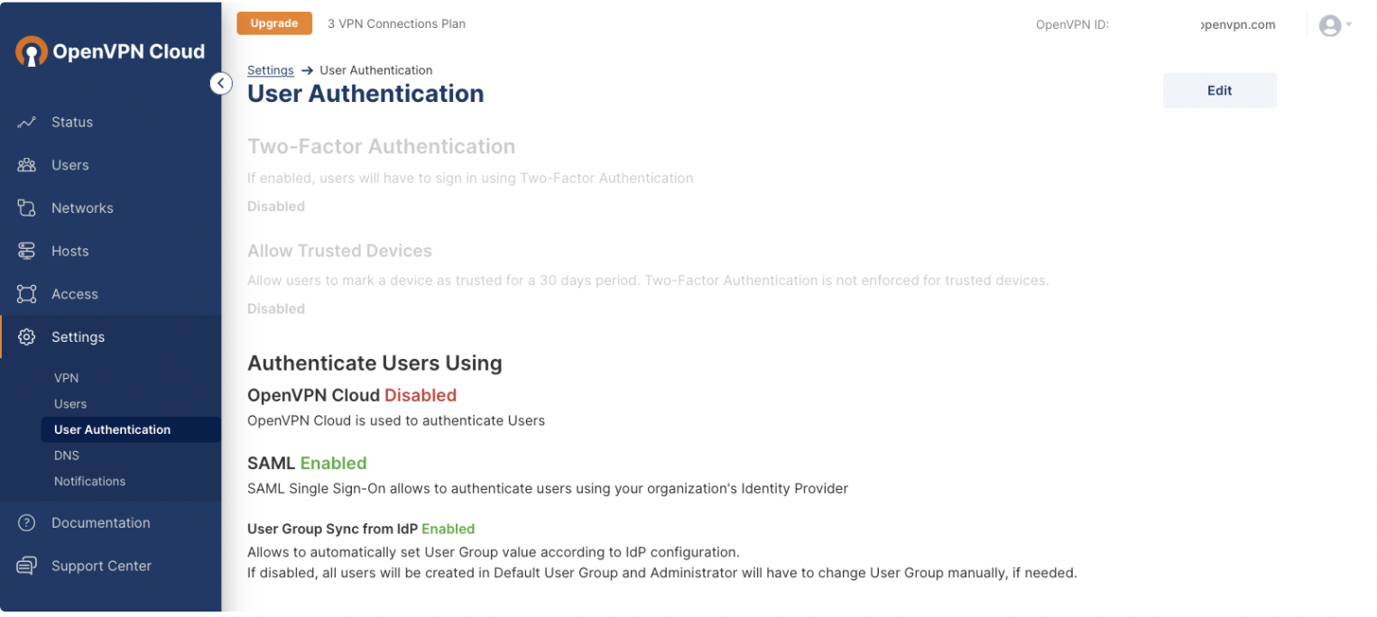 SAML Setup With Keycloak OpenVPN Cloud