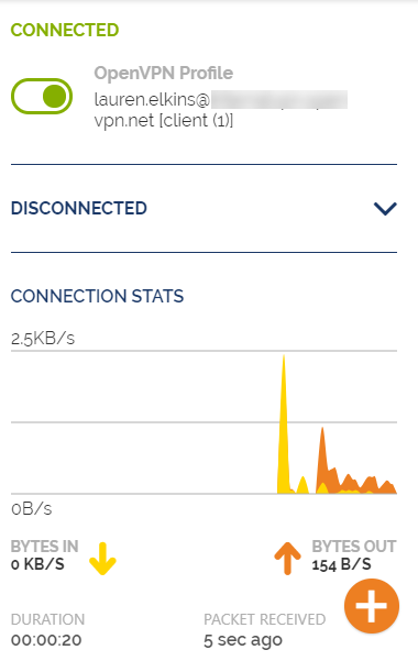 connected to OpenVPN with connect client