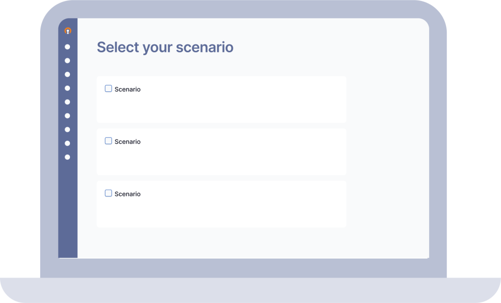 Screenshot of CloudConnexa Administration Portal displaying the select your scenario screen 