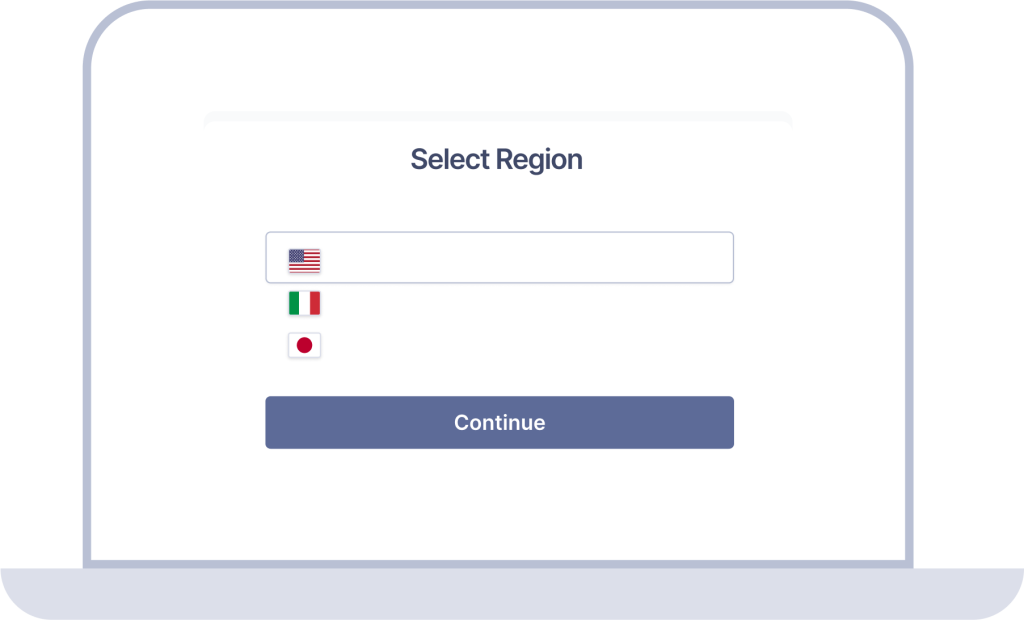 Screenshot of OpenVPN Connect select region screen 