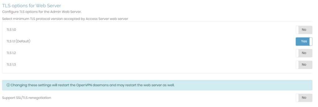 web server tls options