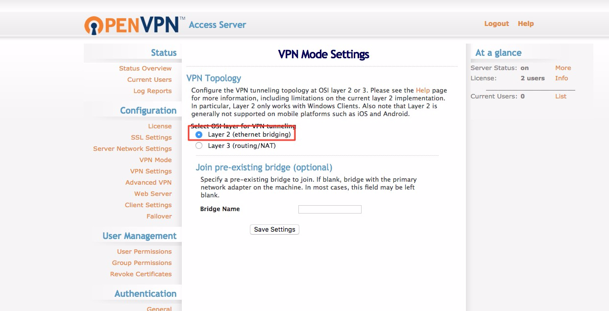 change openvpn access server config