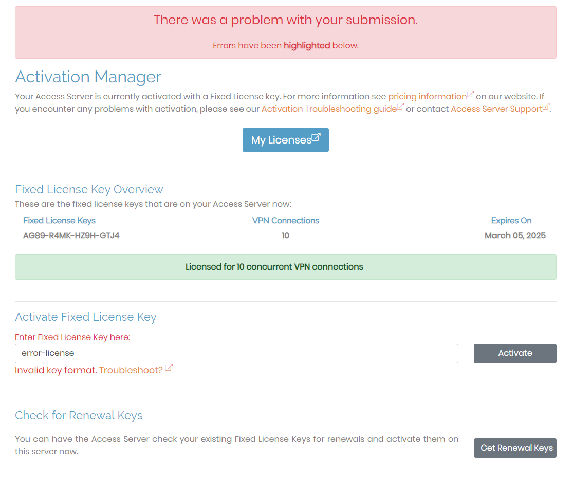 Openvpn access server license key code