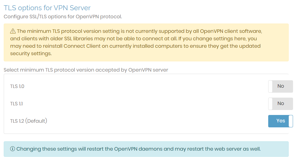 tls options for VPN server