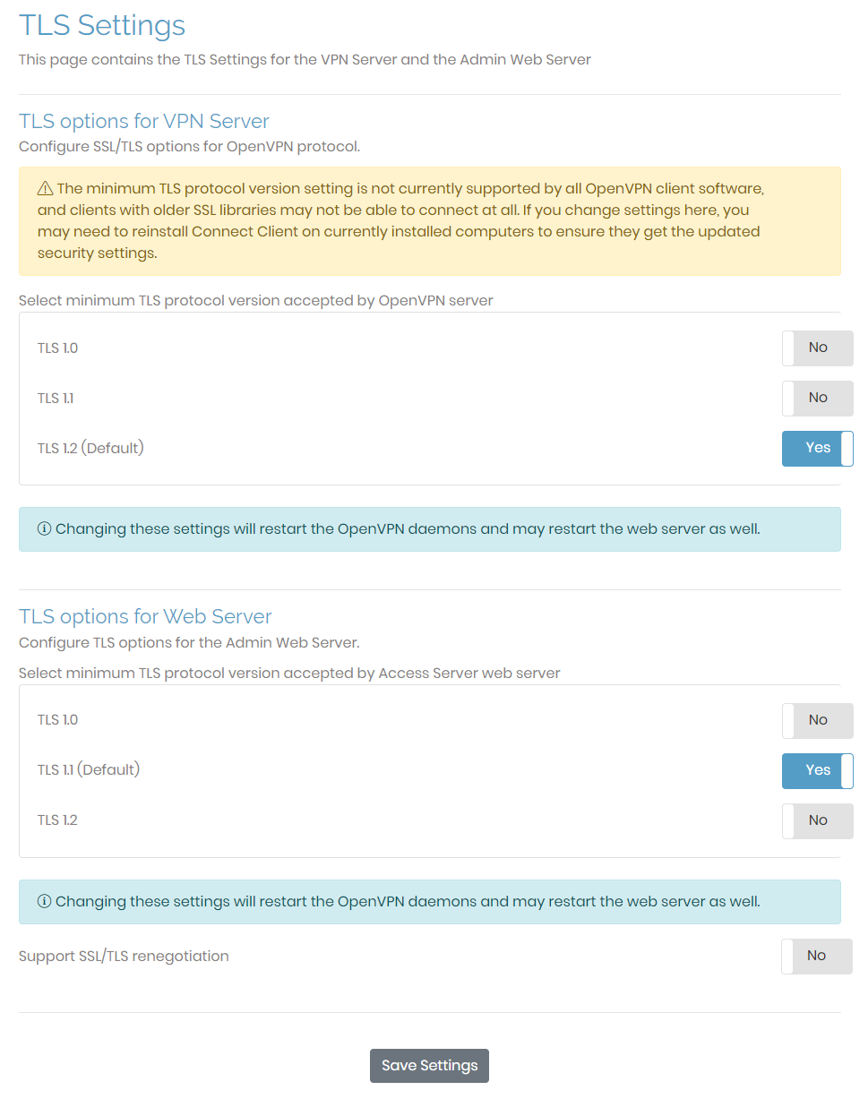 tls settings