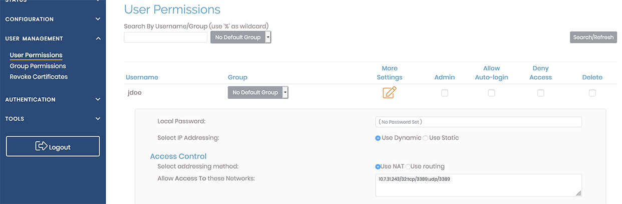 access server for remote desktop control