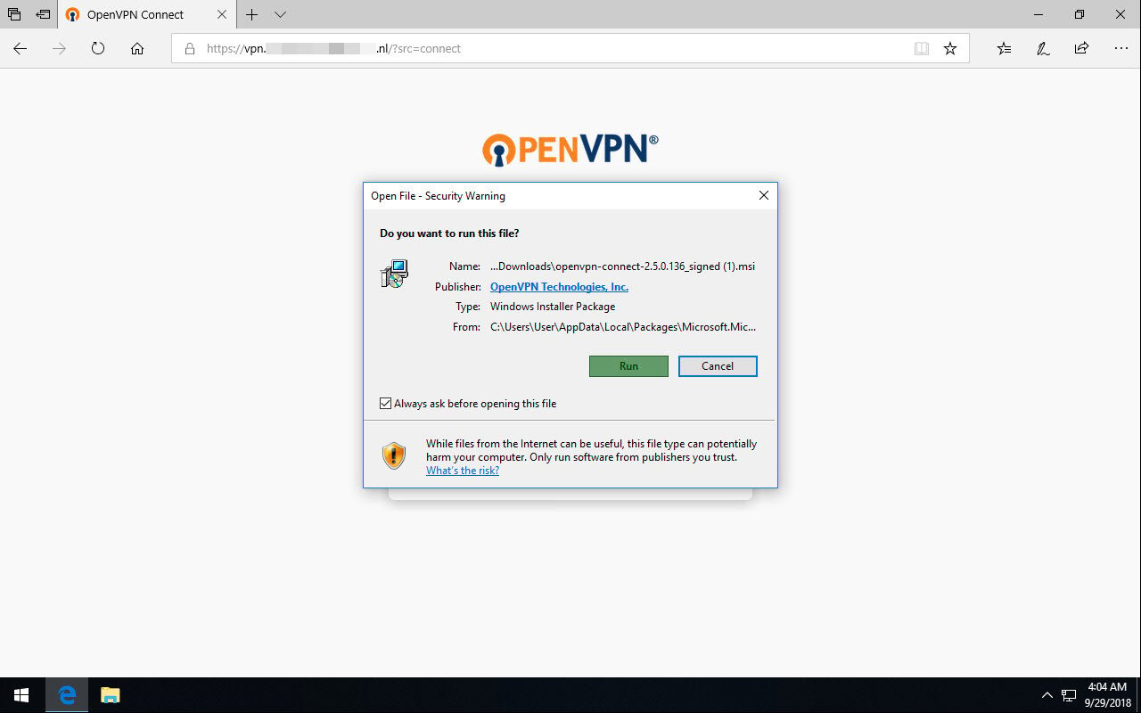Installation guide for OpenVPN Connect Client on Windows ...
