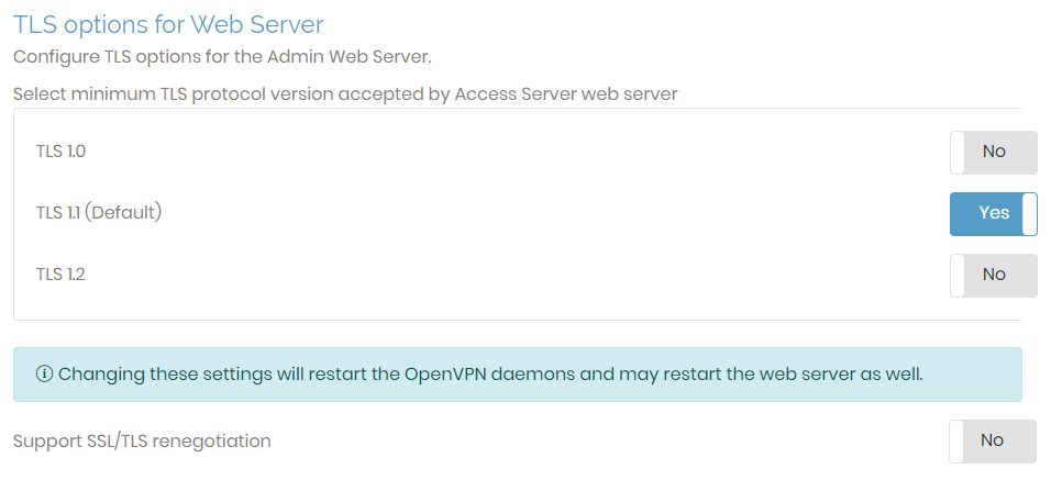 web server tls options